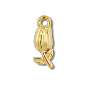 Roestvrij stalen (RVS) Stainless steel bedels tulp Gold