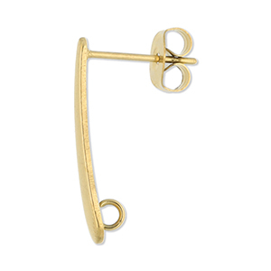 Roestvrij stalen (RVS) Stainless steel onderdelen oorbellen / oorstekers langwerpig met oogje Gold