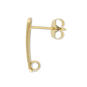 Roestvrij stalen (RVS) Stainless steel onderdelen oorbellen / oorstekers langwerpig met oogje Gold