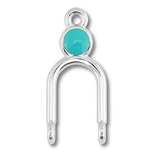 Bedels DQ metaal tussenstuk Antiek zilver (nikkelvrij)-turquoise blue