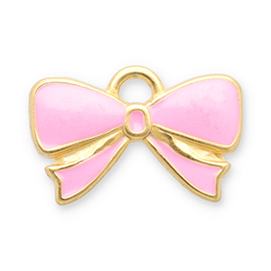 Roestvrij stalen (RVS) Stainless steel bedels strik Gold-pink