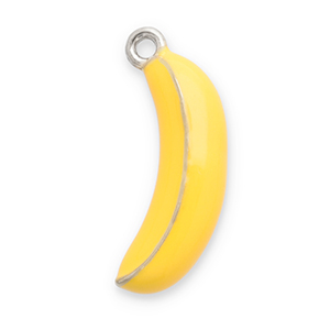 Roestvrij stalen (RVS) Stainless steel bedels banaan Silver-yellow