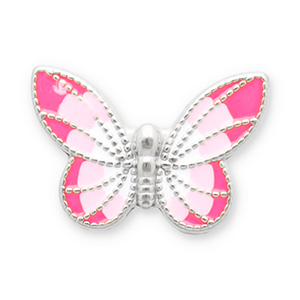 Roestvrij stalen (RVS) Stainless steel kralen vlinder Silver-pink-white