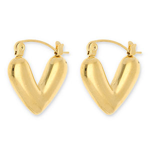 Roestvrij stalen (RVS) Stainless steel oorbellen / creolen hart Gold