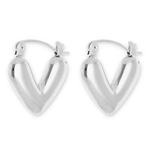 Roestvrij stalen (RVS) Stainless steel oorbellen / creolen hart Silver