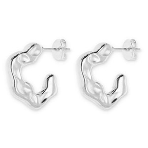 Roestvrij stalen (RVS) Stainless steel oorbellen / oorstekers irregular Silver