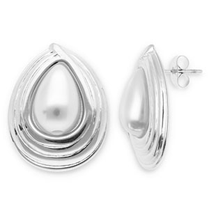Roestvrij stalen (RVS) Stainless steel oorbellen / oorstekers druppel Silver-white