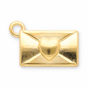 Bedels DQ metaal envelop met hart Goud (nikkelvrij)