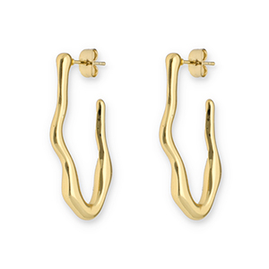 Roestvrij stalen (RVS) Stainless steel oorbellen / oorstekers irregular Gold