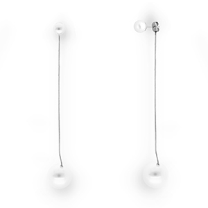 Roestvrij stalen (RVS) Stainless steel oorbellen / oorstekers met imitatie parels Silver