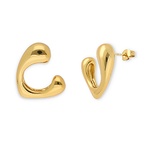 Roestvrij stalen (RVS) Stainless steel oorbellen / oorstekers hart Gold