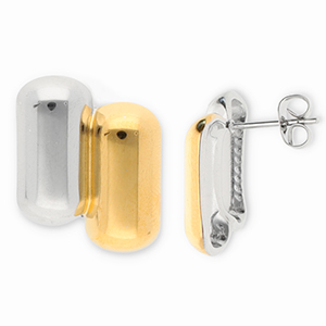 Roestvrij stalen (RVS) Stainless steel oorbellen / oorstekers Gold-silver