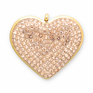 Roestvrij stalen (RVS) Stainless steel bedels hart Gold-champagne