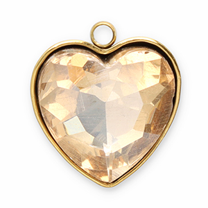 Roestvrij stalen (RVS) Stainless steel bedels facet hart Gold-champagne