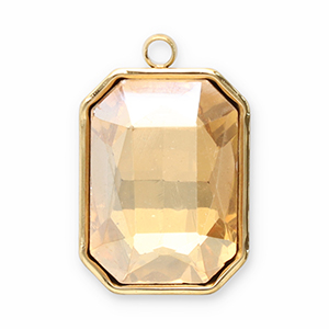 Roestvrij stalen (RVS) Stainless steel bedels facet rechthoek Gold-champagne