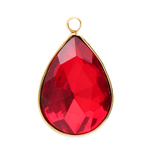 Roestvrij stalen (RVS) Stainless steel bedels facet druppel Gold-red