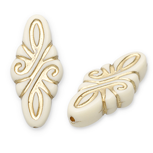 Acryl kralen ruit arabesk Off white-gold