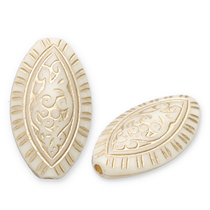 Acryl kralen ovaal Off white-gold