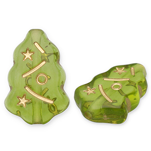 Acryl kralen kerstboom Olive green-gold