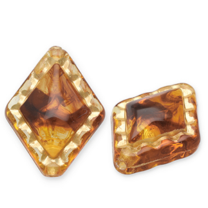 Acryl kralen ruit Cognac brown-gold