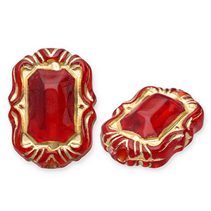 Acryl kralen rechthoek Red-gold