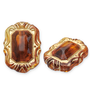 Acryl kralen rechthoek Cognac brown-gold