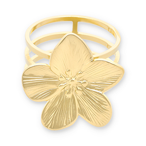 Roestvrij stalen (RVS) Stainless steel sjaal ringen bloem Gold