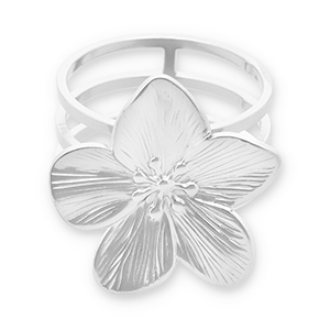 Roestvrij stalen (RVS) Stainless steel sjaal ringen bloem Silver