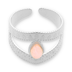 Roestvrij stalen (RVS) Stainless steel ringen met natuursteen Silver-light pink