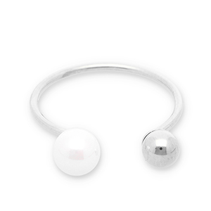 Roestvrij stalen (RVS) Stainless steel ringen parels Silver-white