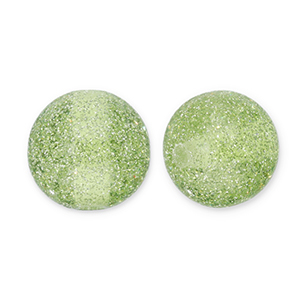 12 mm acryl kralen met glitter Olive green-silver