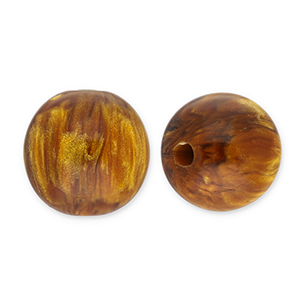 Resin kralen met glitter 12mm Topaz brown-gold