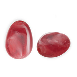 Acryl kralen ei-vormig Red-white