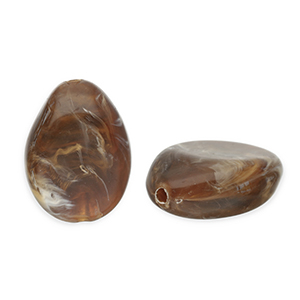 Acryl kralen druppel Dark brown-white