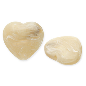 Acryl kralen hart Beige brown-white