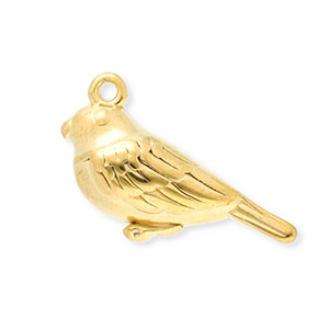 Roestvrij stalen (RVS) Stainless steel bedels vogel Gold