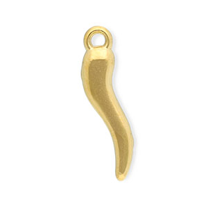 Roestvrij stalen (RVS) Stainless steel bedels Italiaanse hoorn Gold
