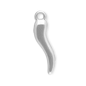 Roestvrij stalen (RVS) Stainless steel bedels Italiaanse hoorn Silver