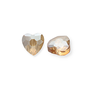 Fashion Facet kralen hart Peachy beige-pearl shine coating