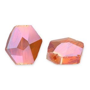 Fashion Facet kralen hexagon Flame orange-AB coating