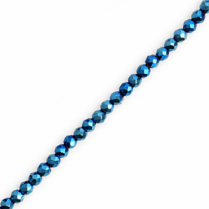 Top Facet kralen rond 3mm Metallic teal blue