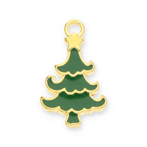 Bedels DQ metaal kerstboom Goud- dark green (Nikkelvrij)