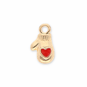 Bedels metaal handschoen Gold-red