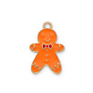 Bedels metaal peperkoekmannetje Gold-orange-red