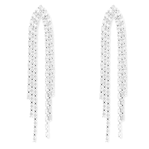 Eco-brass&reg; metaal oorbellen / oorstekers met zirkonia Silver-crystal