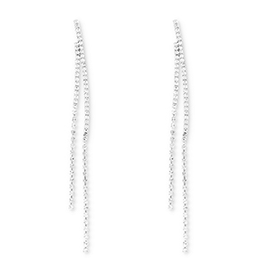 Eco-brass&reg; metaal oorbellen / oorstekers met strass Silver-crystal