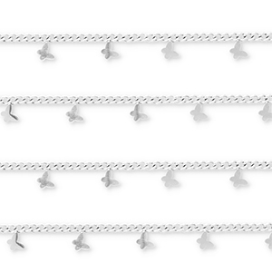 Roestvrij stalen (RVS) Stainless steel onderdelen jasseron met vlinders Silver