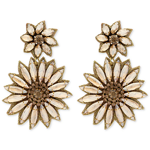 Trendy oorbellen / oorstekers met glaskralen bloemen Gold
