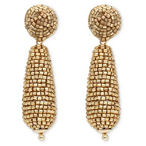 Trendy oorbellen / oorstekers met glaskralen druppel Gold