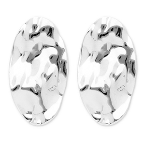 Roestvrij stalen (RVS) Stainless steel oorbellen / oorstekers ovaal Silver
